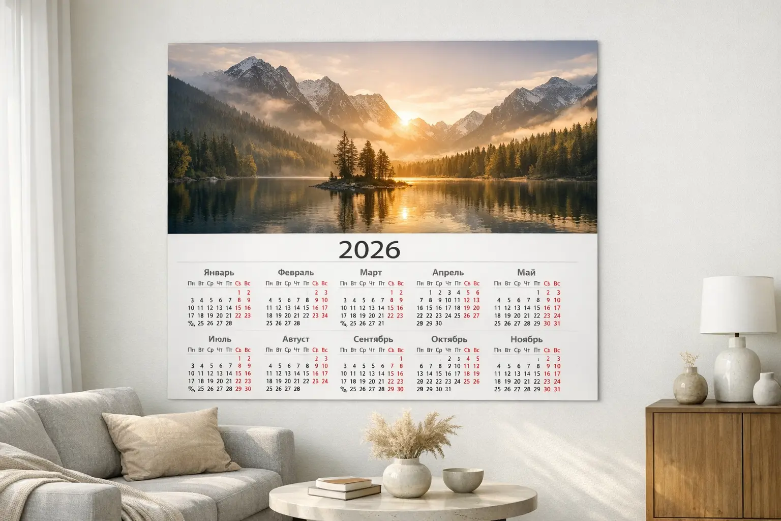 Фотокалендари-плакаты: фотокалендарь 2026 как элемент современного интерьера_8