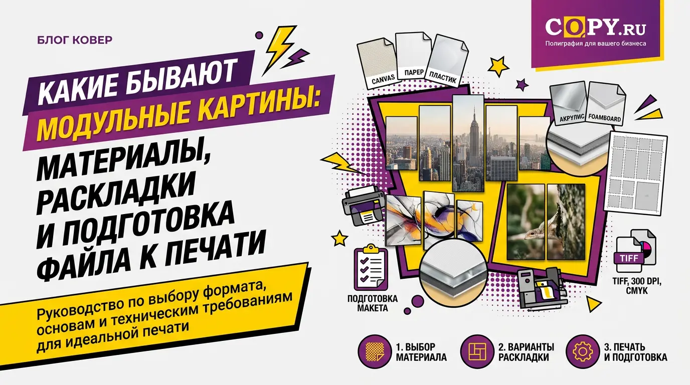 Какие бывают модульные картины: материалы, раскладки и подготовка файла к печати