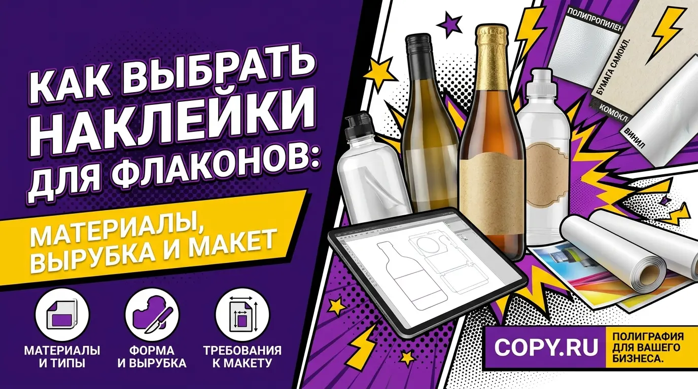 Как выбрать наклейки для флаконов: материалы, форма вырубки и подготовка макета