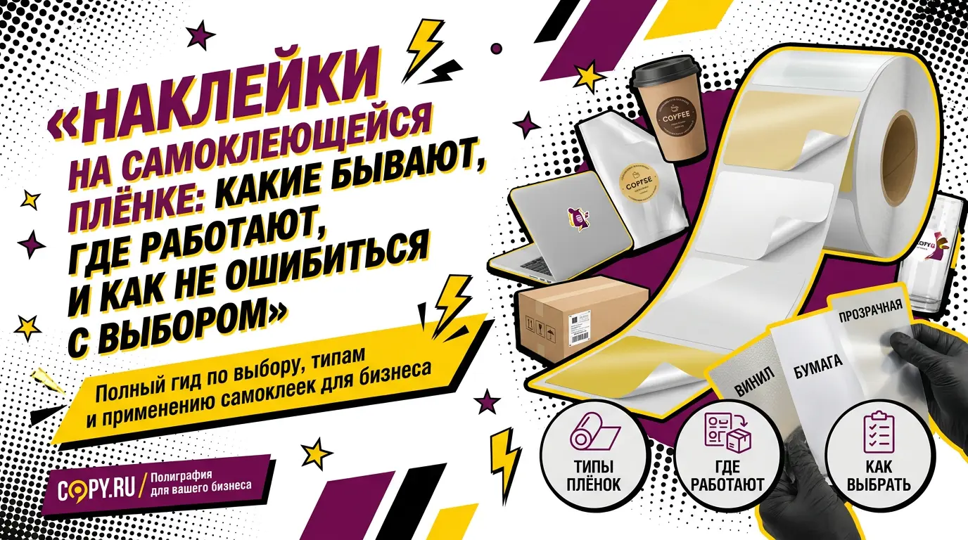 Наклейки на самоклеющейся плёнке: какие бывают, где работают и как не ошибиться с выбором