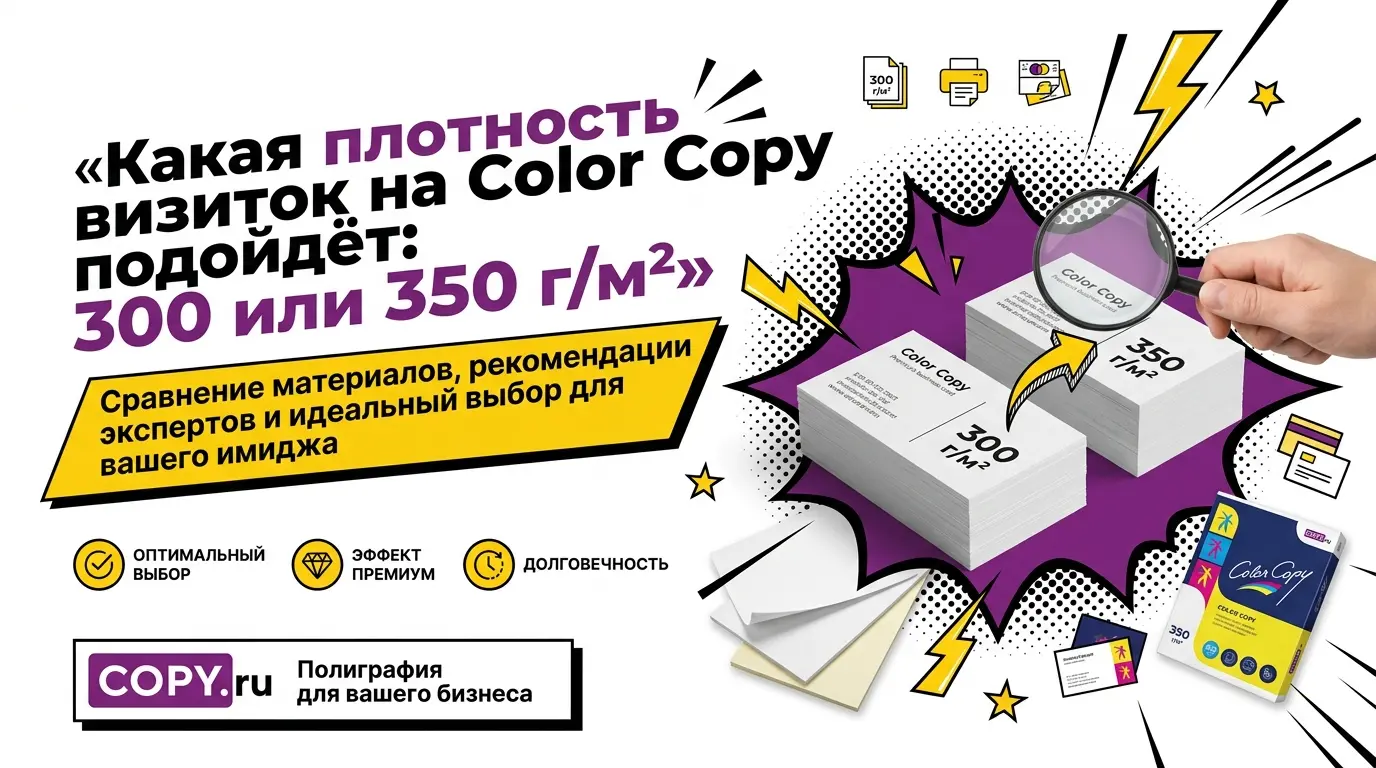 Какая плотность визиток на Color Copy подойдёт: 300 или 350 г/м²